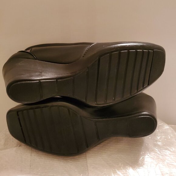 Women Black shoe square toe 100% Leather Cushioned Insole Size US 7.5/ Stretch. - Picture 7 of 10